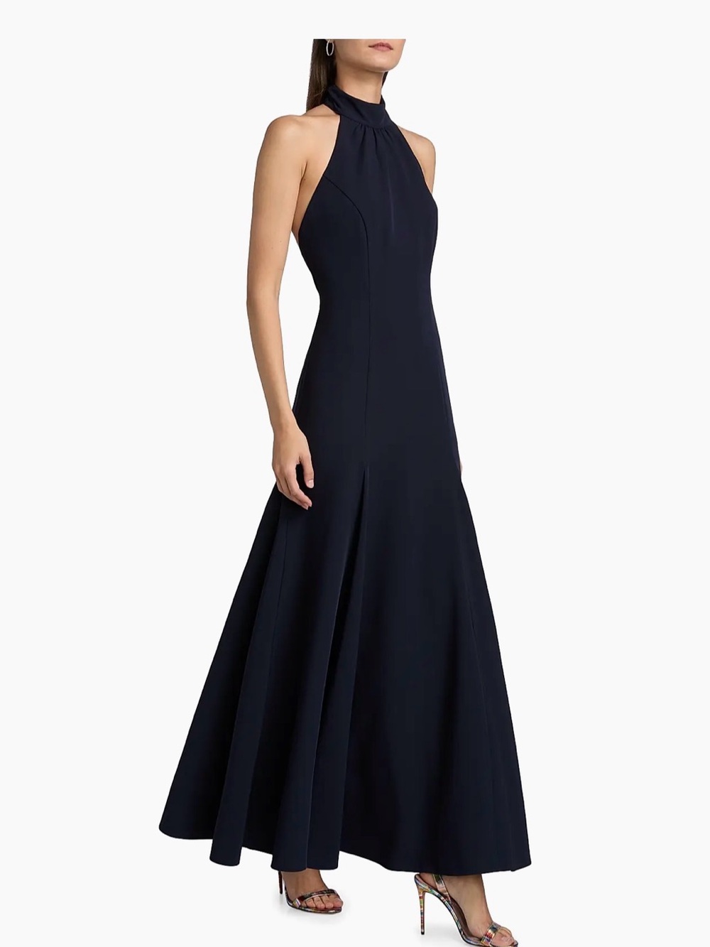Milly Navy Halter-Neck Maxi Gown